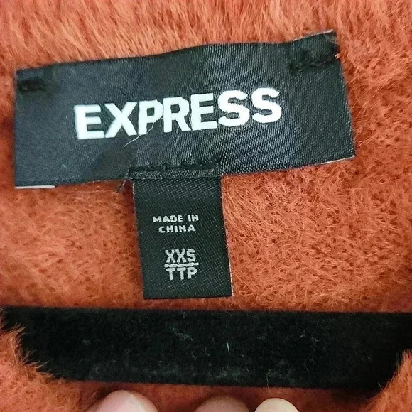 Burnt/rust orange Express fluffy sweater with full sleeves (extremely soft!) - Picture 5 of 6